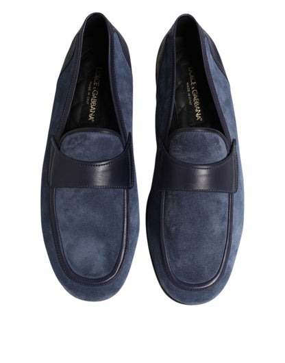 Dolce &amp; Gabbana Blaue Wildleder-Loafer-Mokassin-Schuhe