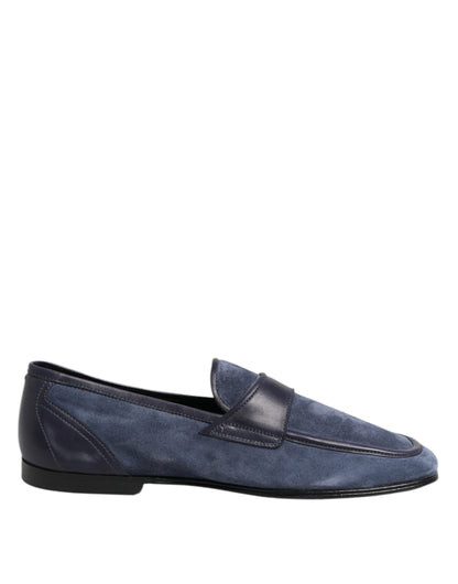 Dolce &amp; Gabbana Blaue Wildleder-Loafer-Mokassin-Schuhe