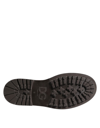 Dolce &amp; Gabbana – Brogue-Schnürschuhe aus braunem Leder im Used-Look