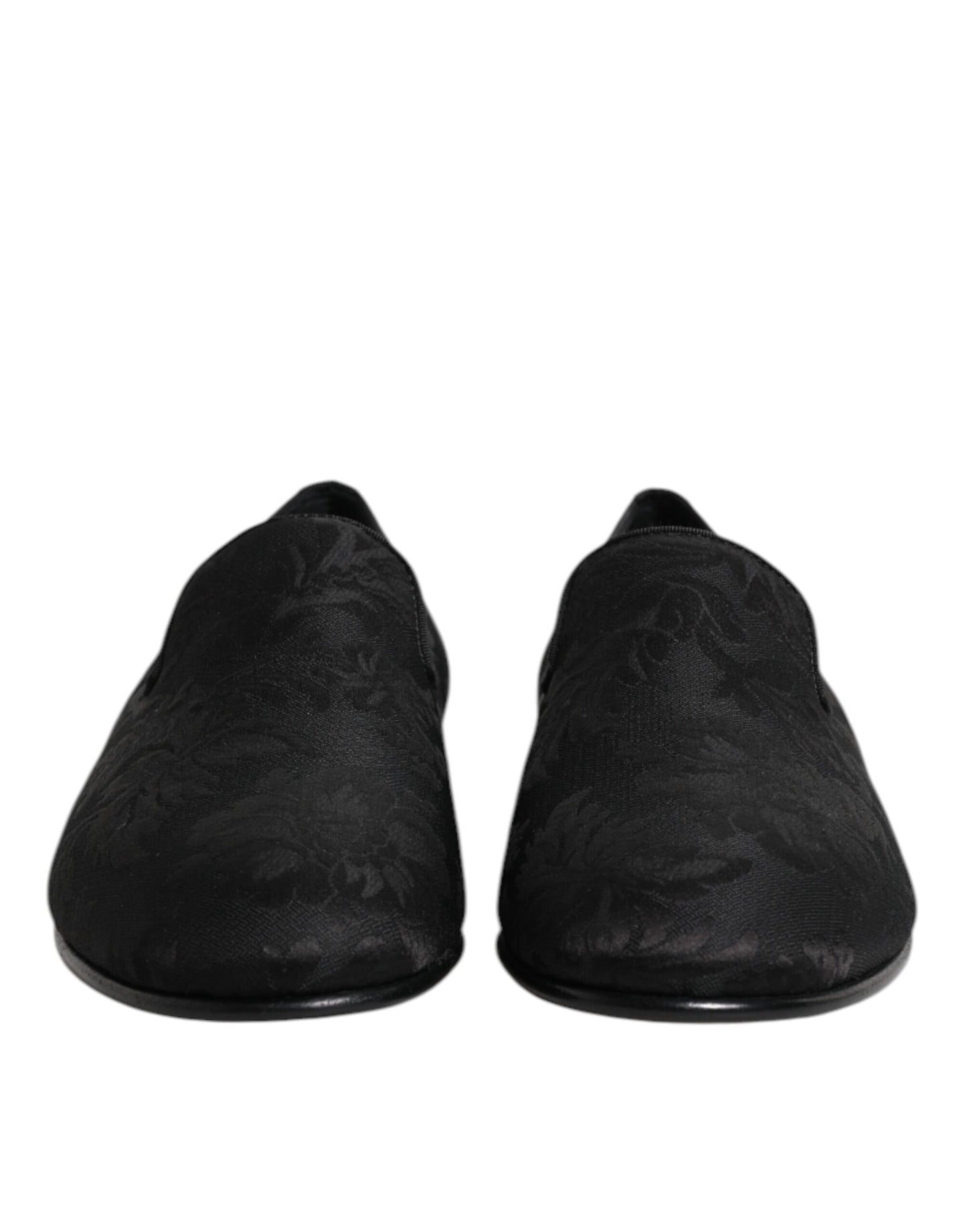 Dolce &amp; Gabbana – Schwarze Loafer aus Brokat mit Blumenmuster für Herren