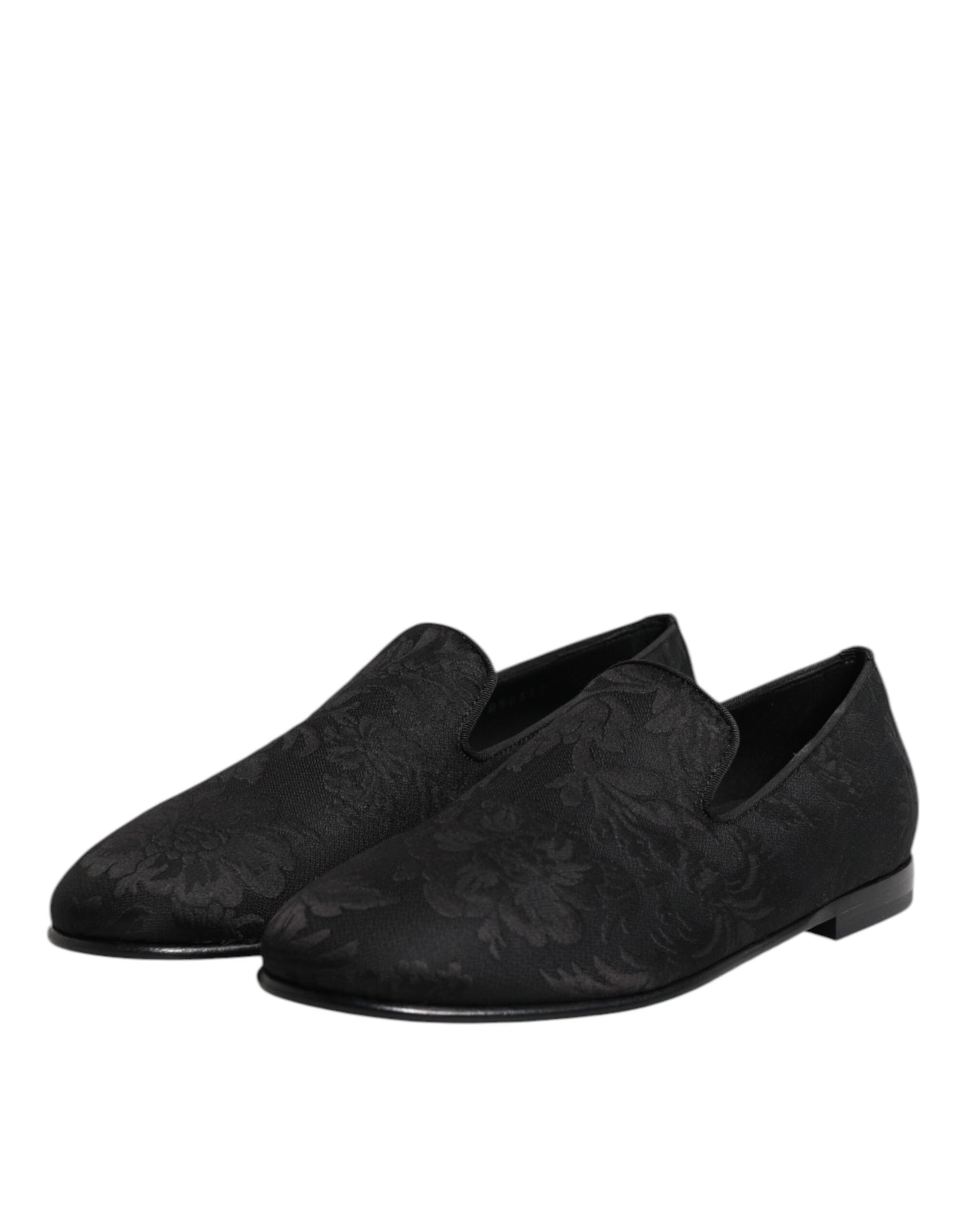 Dolce &amp; Gabbana – Schwarze Loafer aus Brokat mit Blumenmuster für Herren