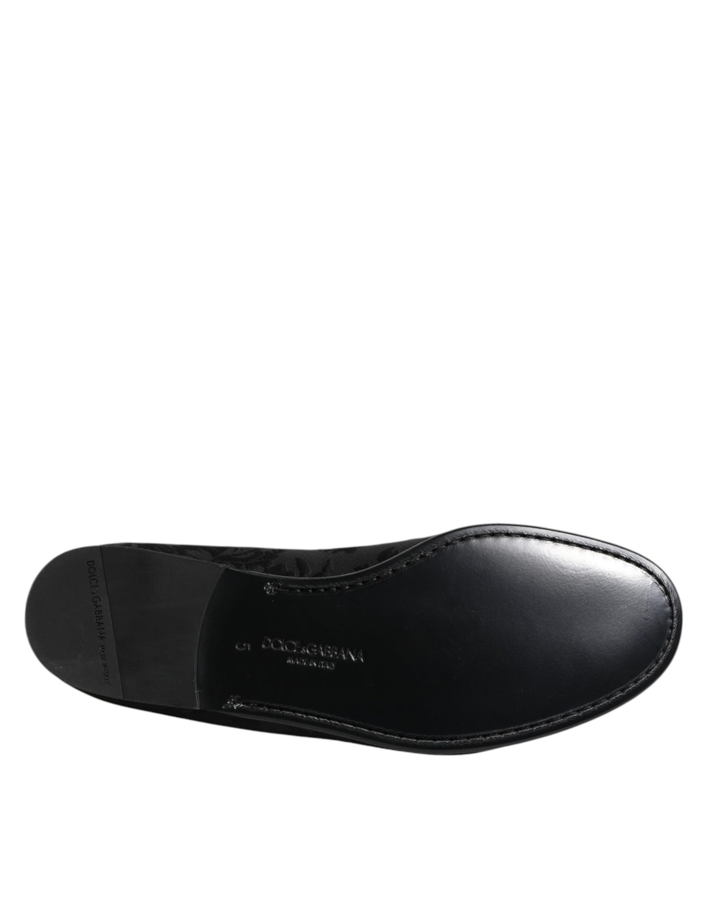 Dolce &amp; Gabbana – Schwarze Loafer aus Brokat mit Blumenmuster für Herren