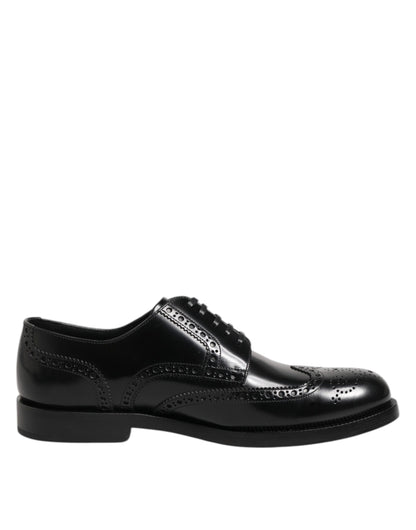 Dolce &amp; Gabbana – Formelle Derby-Schuhe aus schwarzem Leder mit Flügelkappe