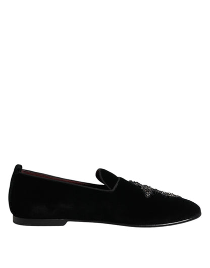Dolce &amp; Gabbana – Slipper-Loafer aus schwarzem Wildleder mit Kreuzmuster