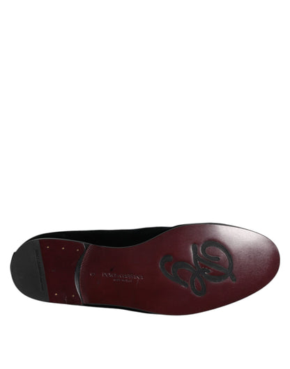 Dolce &amp; Gabbana – Slipper-Loafer aus schwarzem Wildleder mit Kreuzmuster