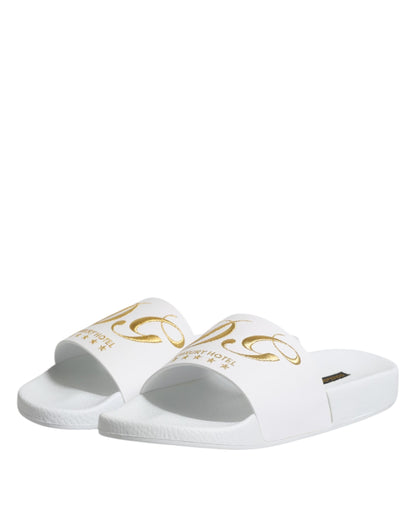 Dolce &amp; Gabbana Weiße Leder-Sandalen, Strandschuhe