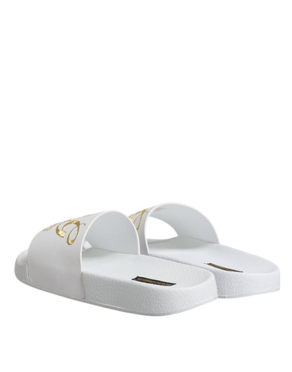 Dolce &amp; Gabbana Weiße Leder-Sandalen, Strandschuhe