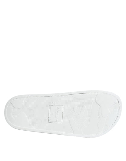 Dolce &amp; Gabbana Weiß Schwarz Leder Sandalen Beachwear Schuhe