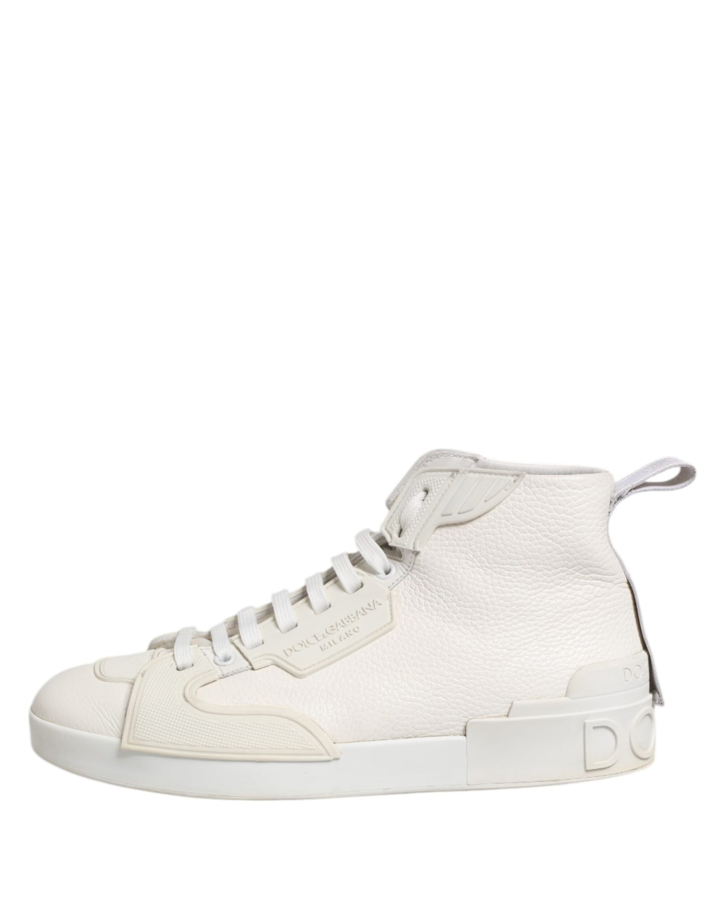 Dolce & Gabbana White Leather Mid Top Sneakers Shoes