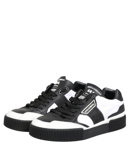 Dolce &amp; Gabbana MIAMI Low Top Sneakers aus schwarzem und weißem Leder