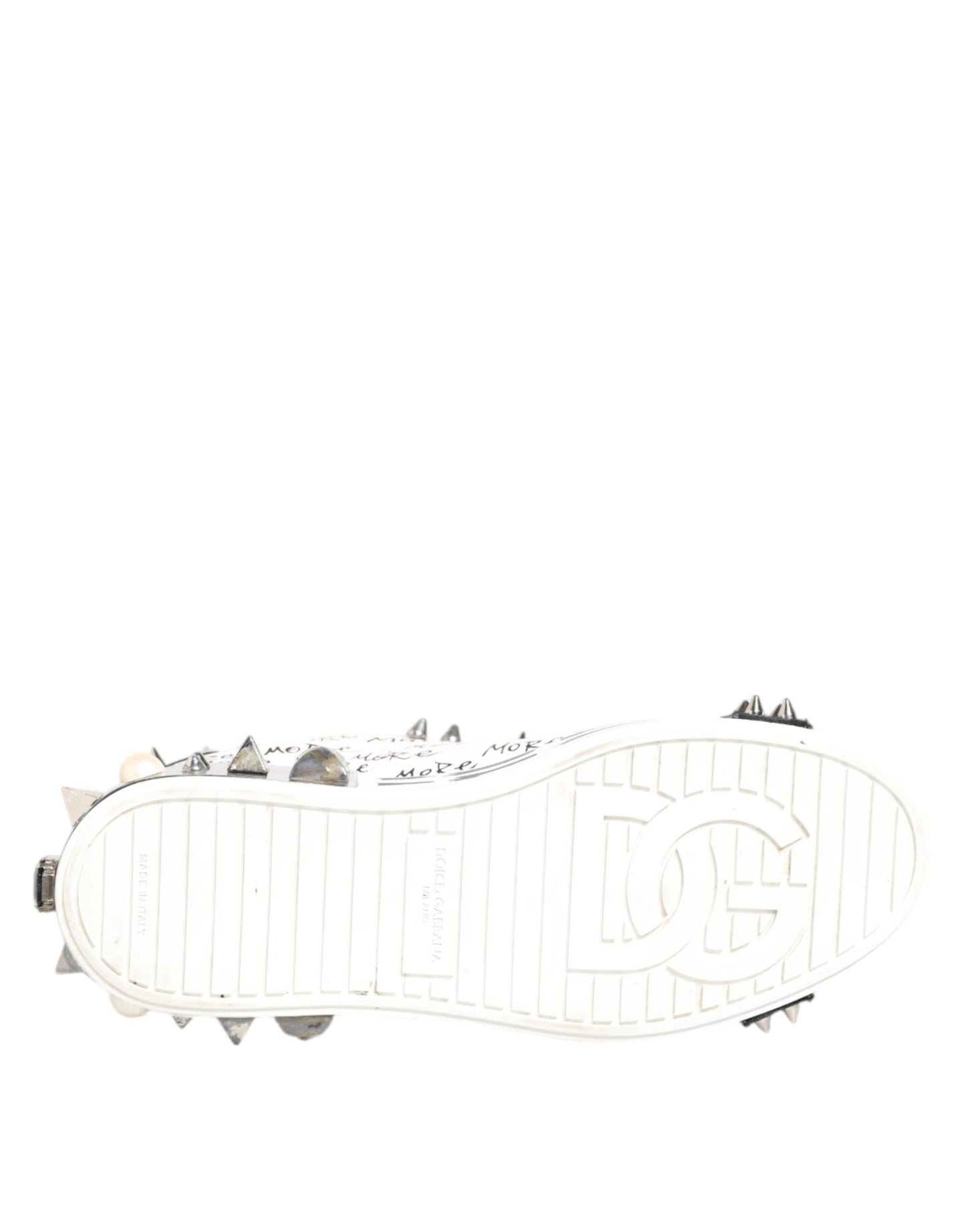 Dolce &amp; Gabbana – Weiße, bedruckte Low-Top-Sneakers mit Nieten