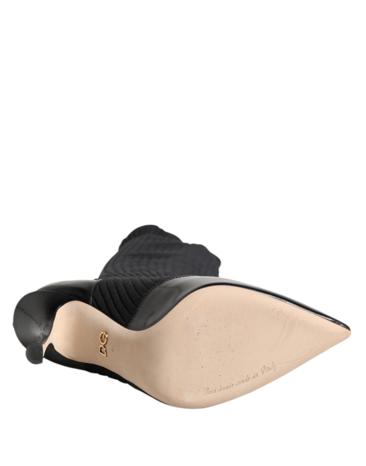 Dolce &amp; Gabbana – Kniehohe Stiefel aus geripptem Strick in Schwarz