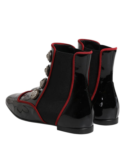 Dolce &amp; Gabbana – Schwarze Jackie-Chelsea-Stiefel mit Knöpfen