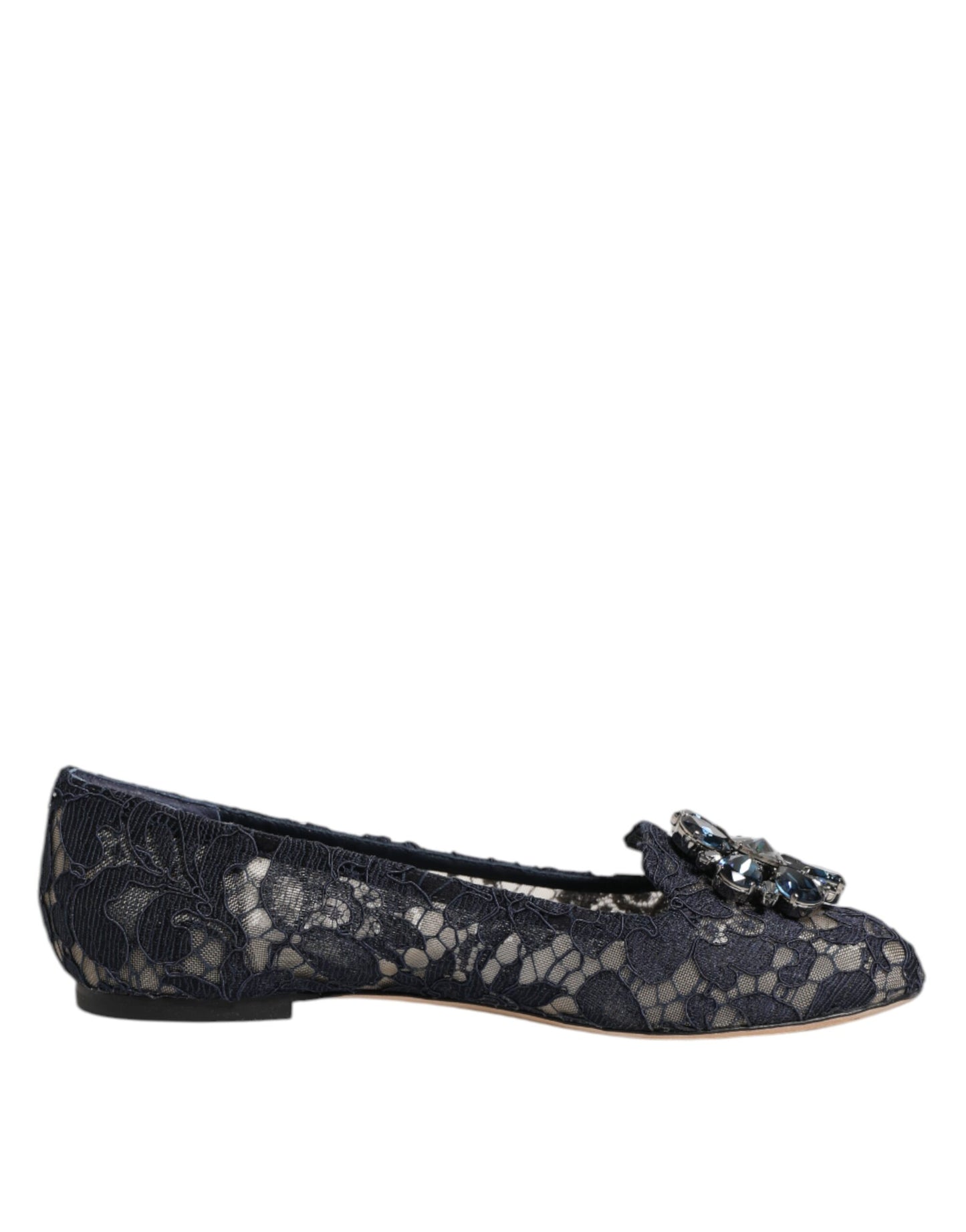 Dolce &amp; Gabbana – Blaue Taormina-Ballerinas mit Spitzenkristallen