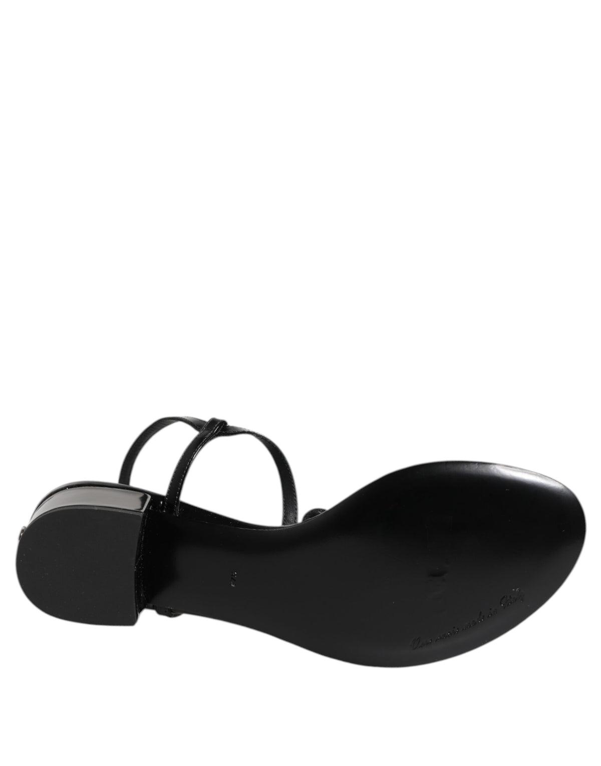 Dolce &amp; Gabbana Schwarze Ledersandalen mit Knöchelriemen und Kristallen