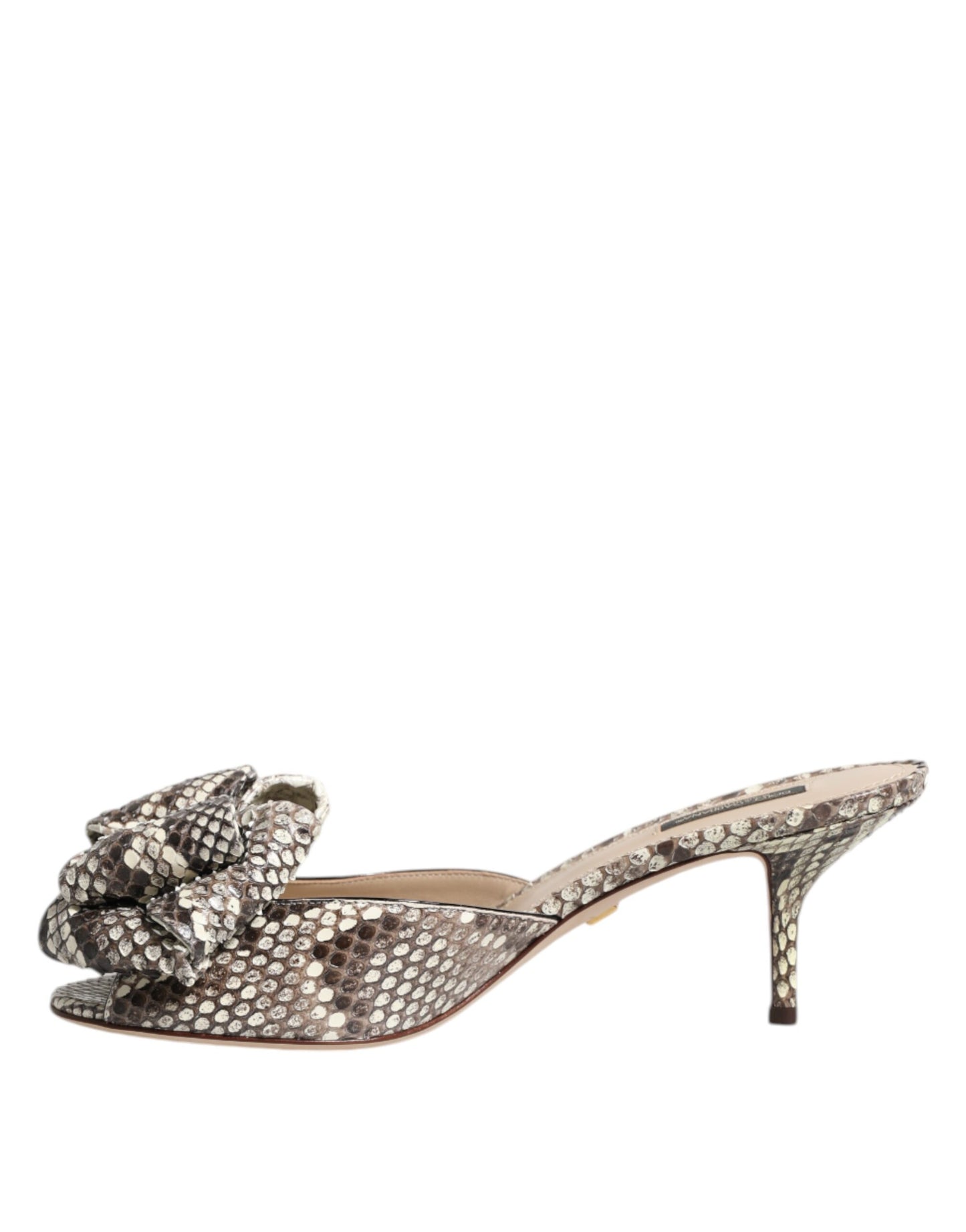Dolce &amp; Gabbana – Keira – Peep-Toe-Pantoletten aus Leder mit mehrfarbiger Schleife