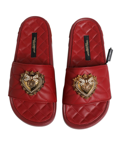 Dolce &amp; Gabbana Red Devotion Pantoletten aus Matelassé-Leder