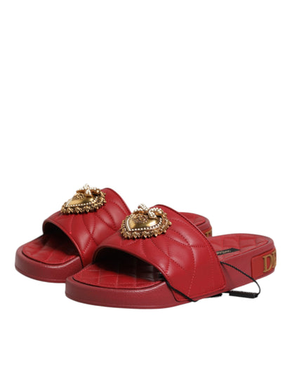 Dolce &amp; Gabbana Red Devotion Pantoletten aus Matelassé-Leder