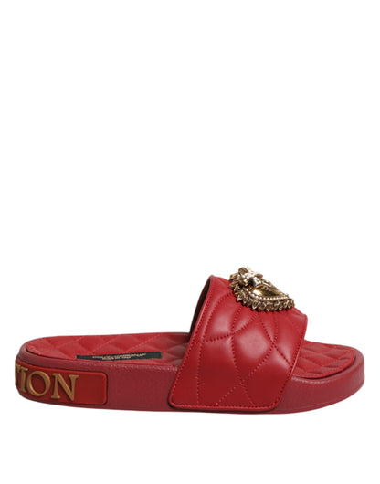 Dolce &amp; Gabbana Red Devotion Pantoletten aus Matelassé-Leder