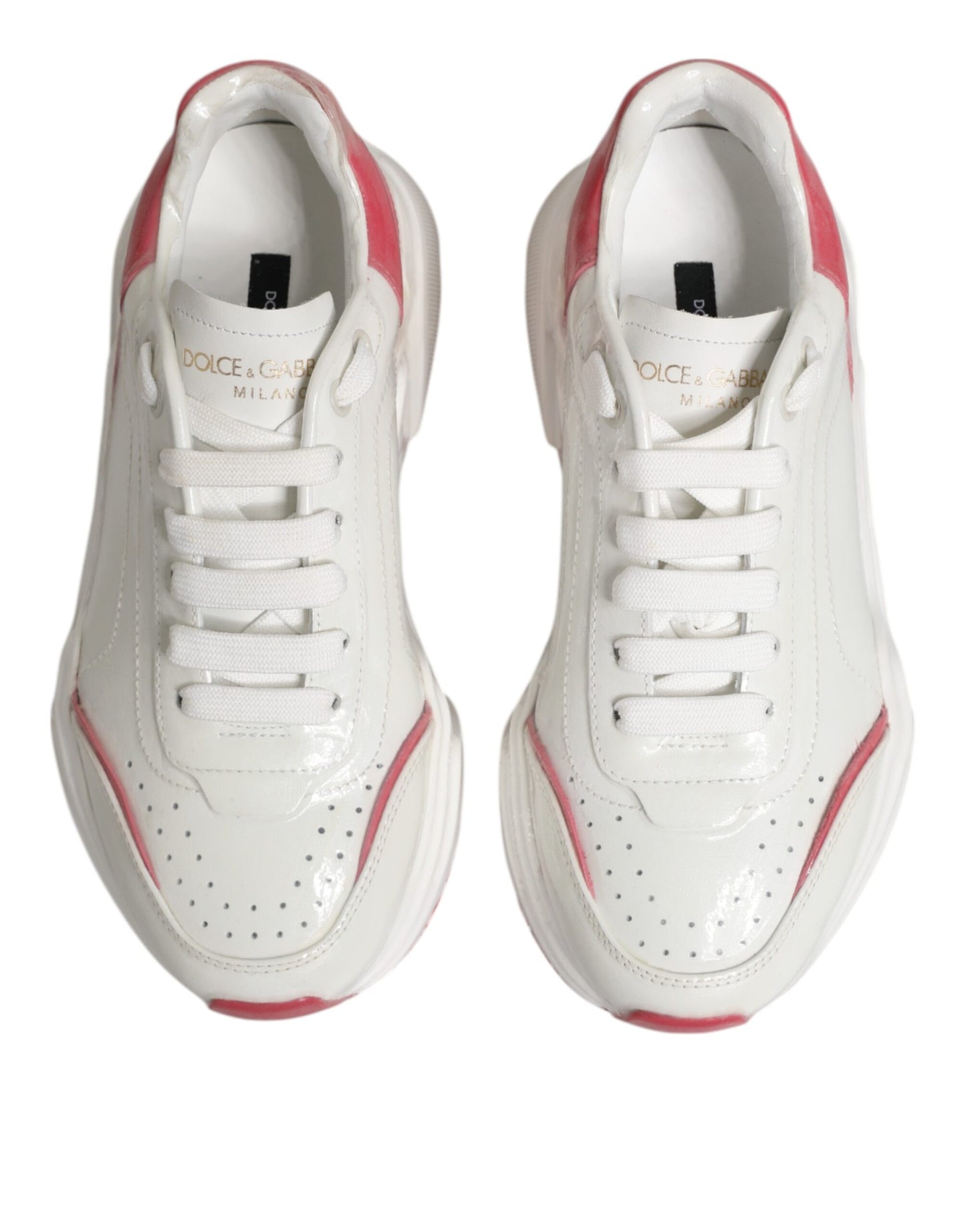 Dolce & Gabbana White Pink Daymaster Low Top Sneakers Shoes