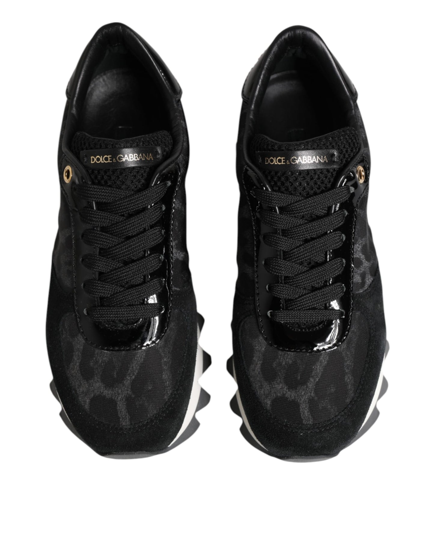 Dolce &amp; Gabbana Schwarz Grau Leopard Low Top Sneakers Schuhe