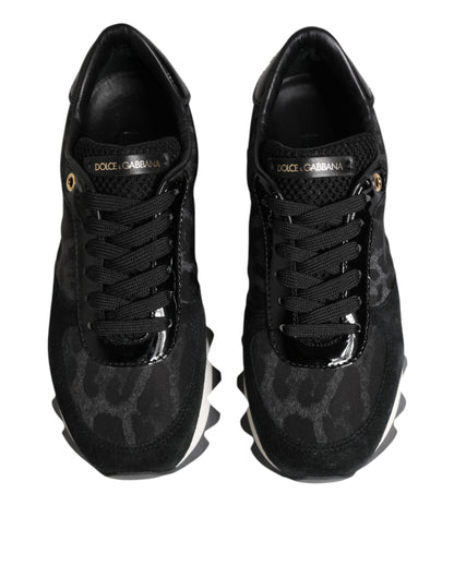 Dolce &amp; Gabbana Schwarz Grau Leopard Low Top Sneakers Schuhe