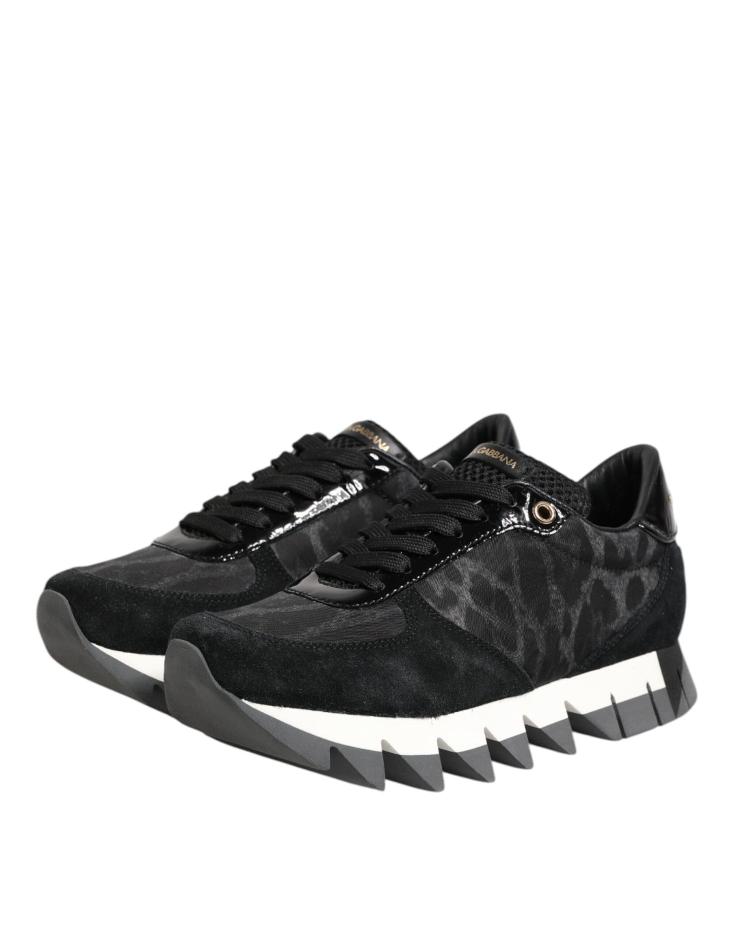 Dolce &amp; Gabbana Schwarz Grau Leopard Low Top Sneakers Schuhe