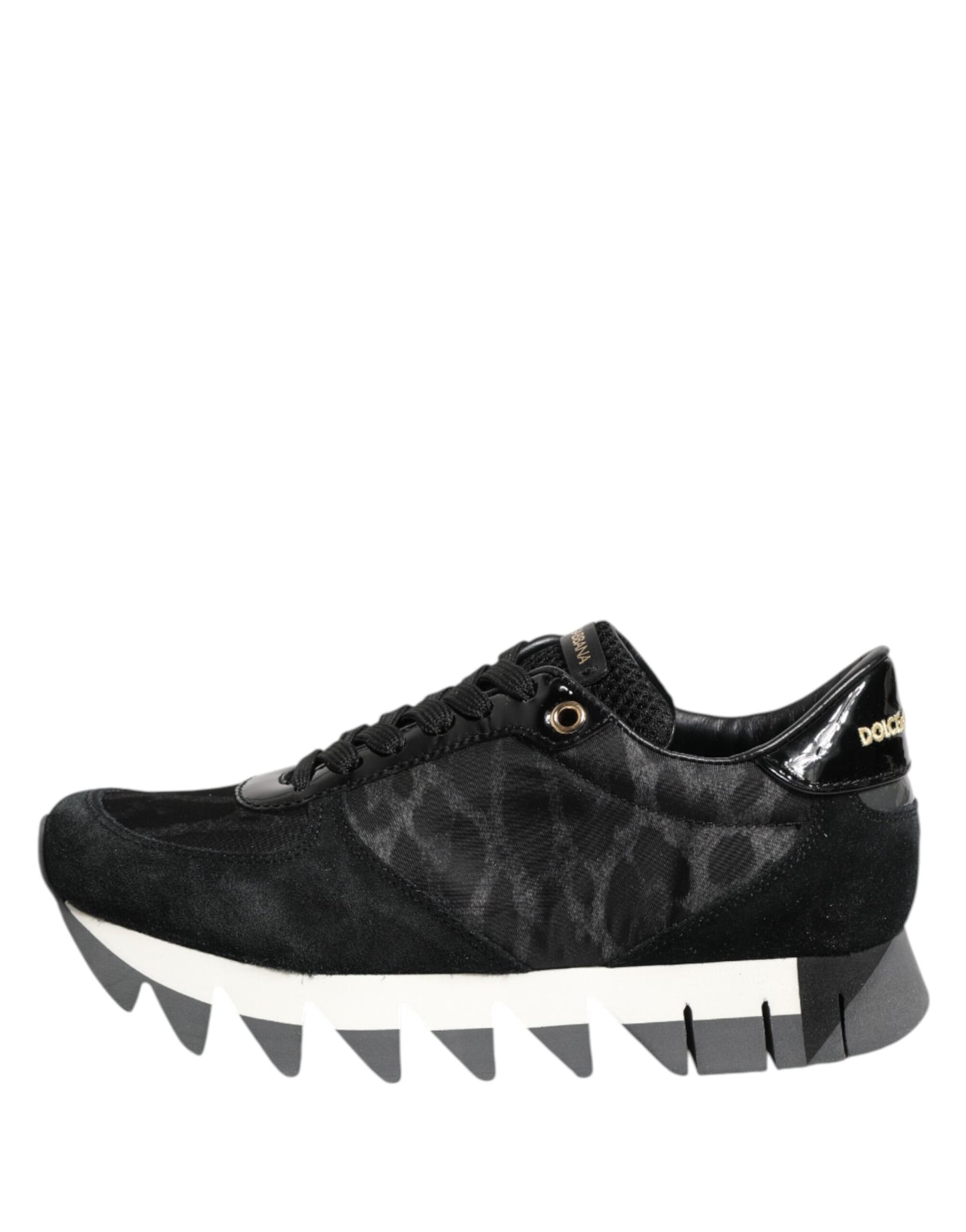 Dolce &amp; Gabbana Schwarz Grau Leopard Low Top Sneakers Schuhe
