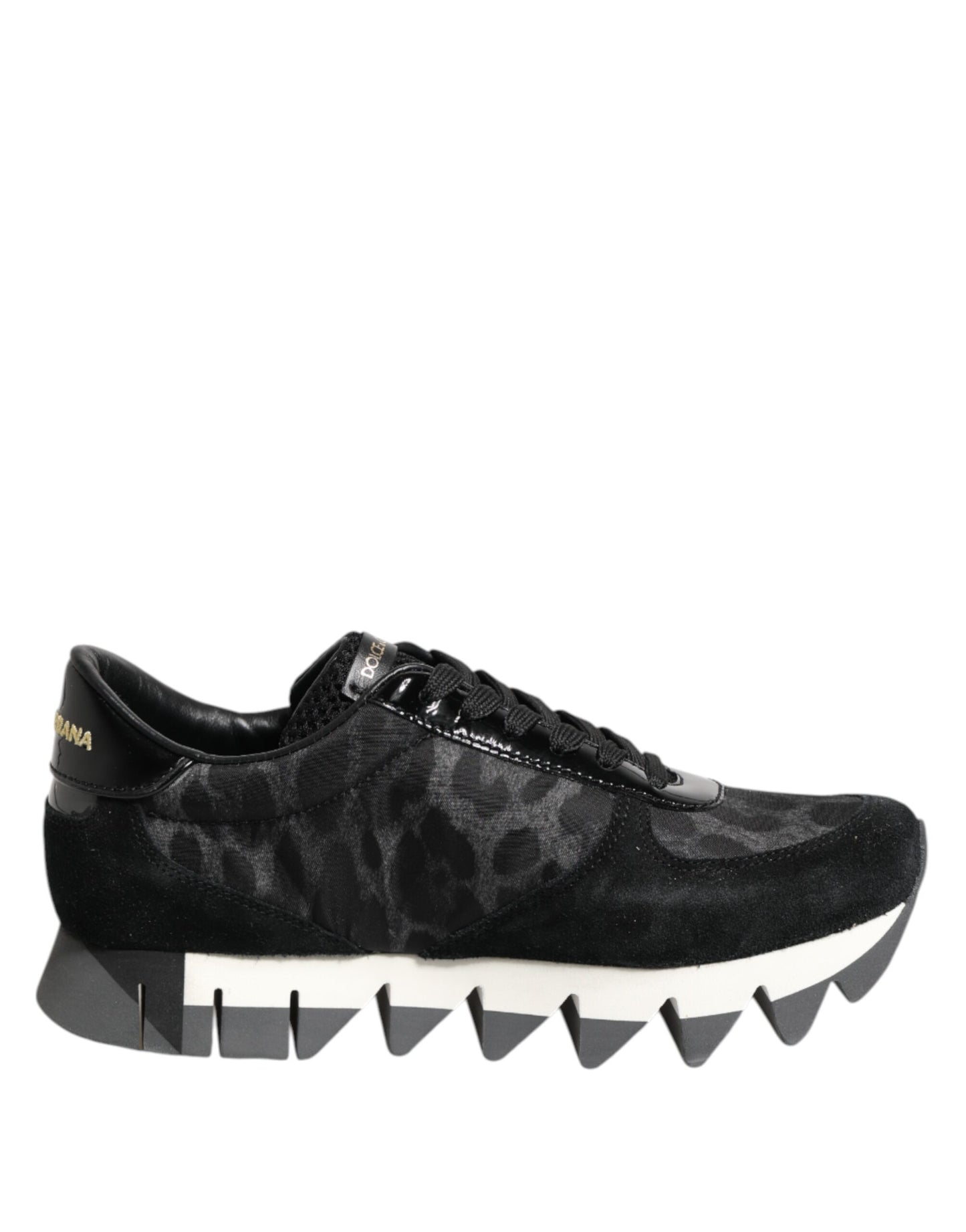 Dolce &amp; Gabbana Schwarz Grau Leopard Low Top Sneakers Schuhe