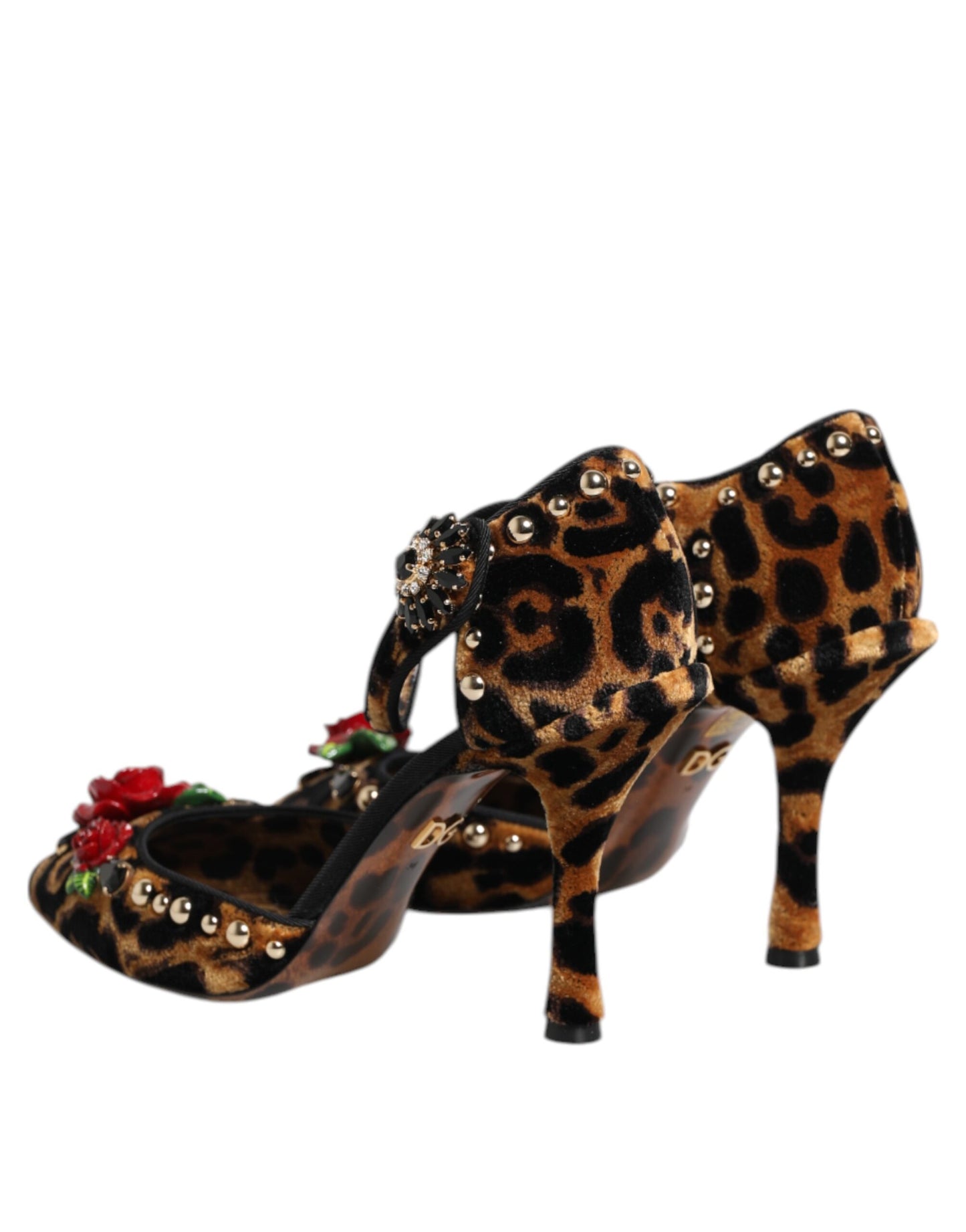 Dolce &amp; Gabbana – Pumps mit Leopardenmuster und Kristallrosen in Braun