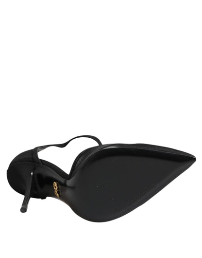 Dolce &amp; Gabbana – Schwarze High Heels mit T-Riemen aus Mesh mit Stilettoabsatz