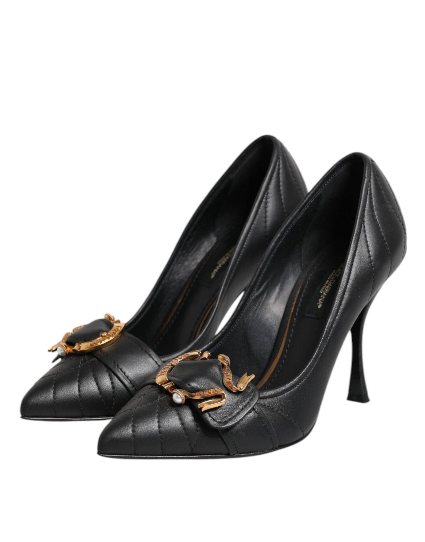 Dolce &amp; Gabbana Schwarze Devotion Leder Heels Pumps Schuhe