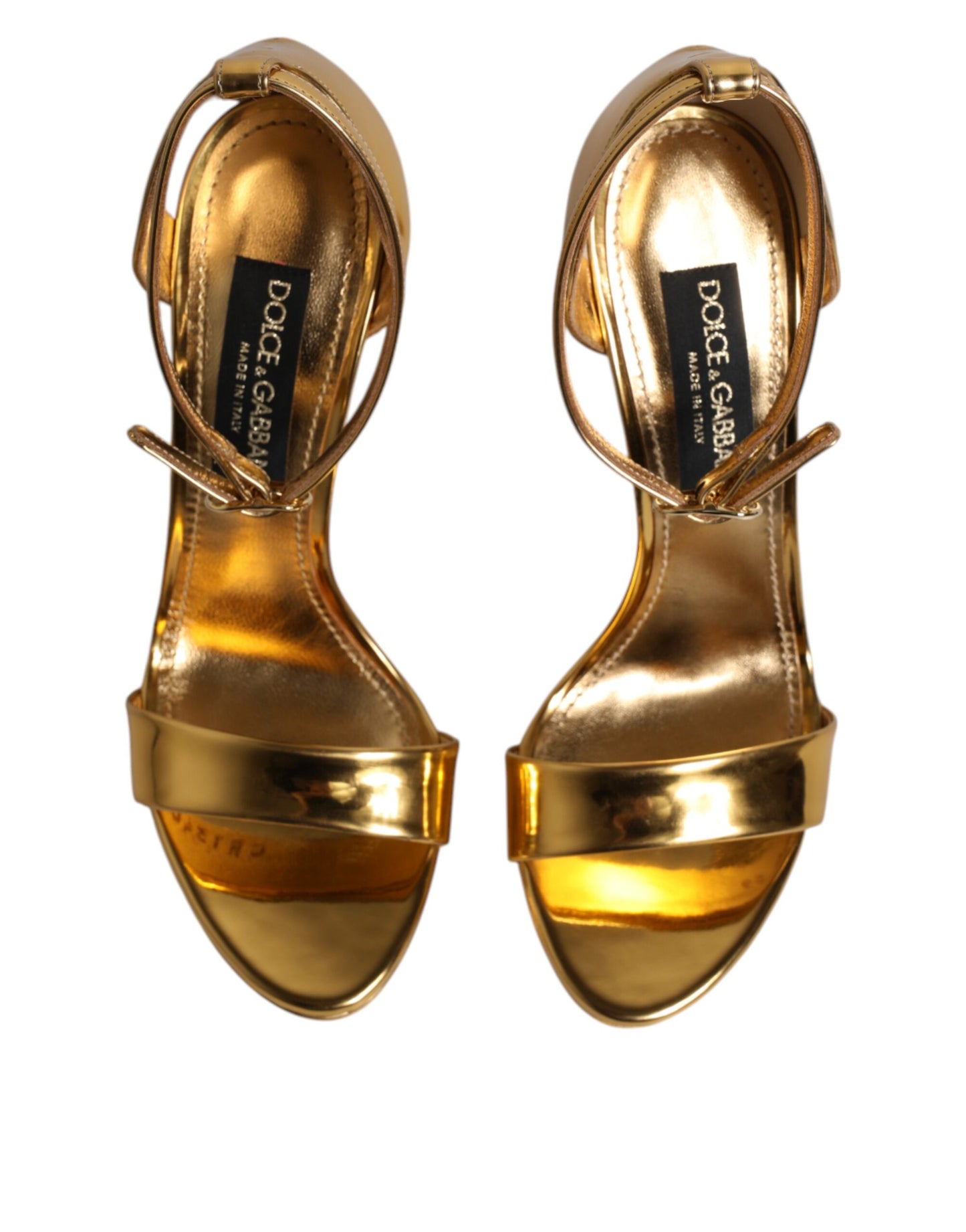 Dolce &amp; Gabbana Keira Sandalen aus goldenem Leder mit Plateausohle