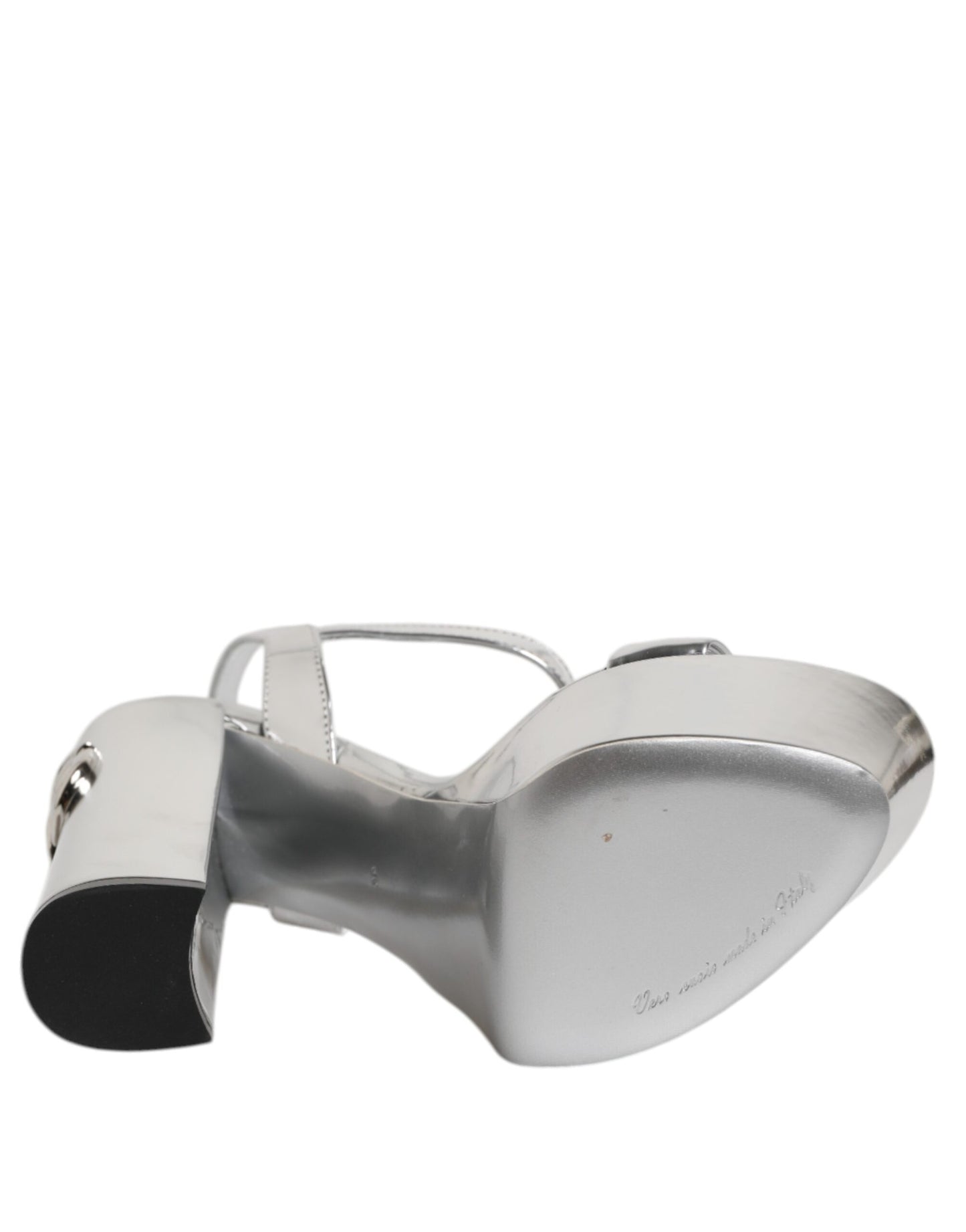 Dolce &amp; Gabbana Keira Sandalen aus silbernem Leder mit Plateau