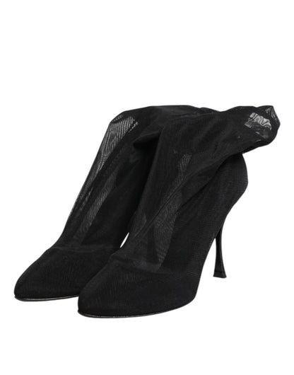 Dolce &amp; Gabbana – Sockenstiefel aus Stretch-Mesh in Schwarz aus Seide