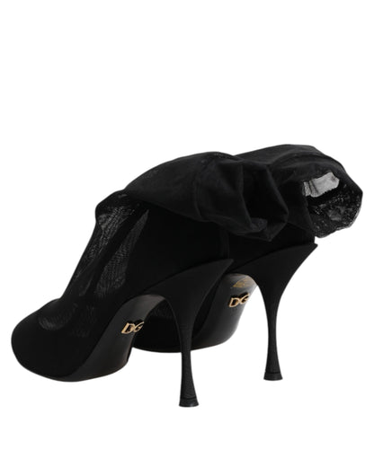 Dolce &amp; Gabbana – Sockenstiefel aus Stretch-Mesh in Schwarz aus Seide