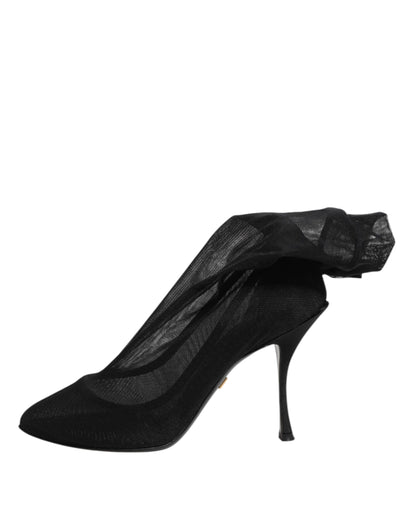 Dolce &amp; Gabbana – Sockenstiefel aus Stretch-Mesh in Schwarz aus Seide