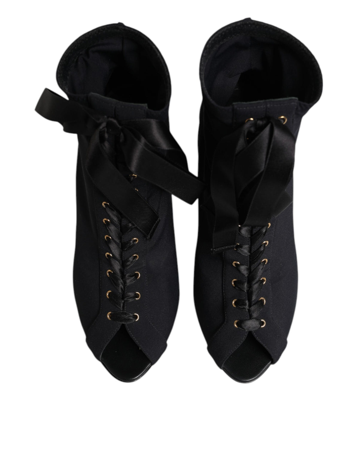Dolce &amp; Gabbana Schwarze Stiletto-Absätze Schnürstiefel Schuhe