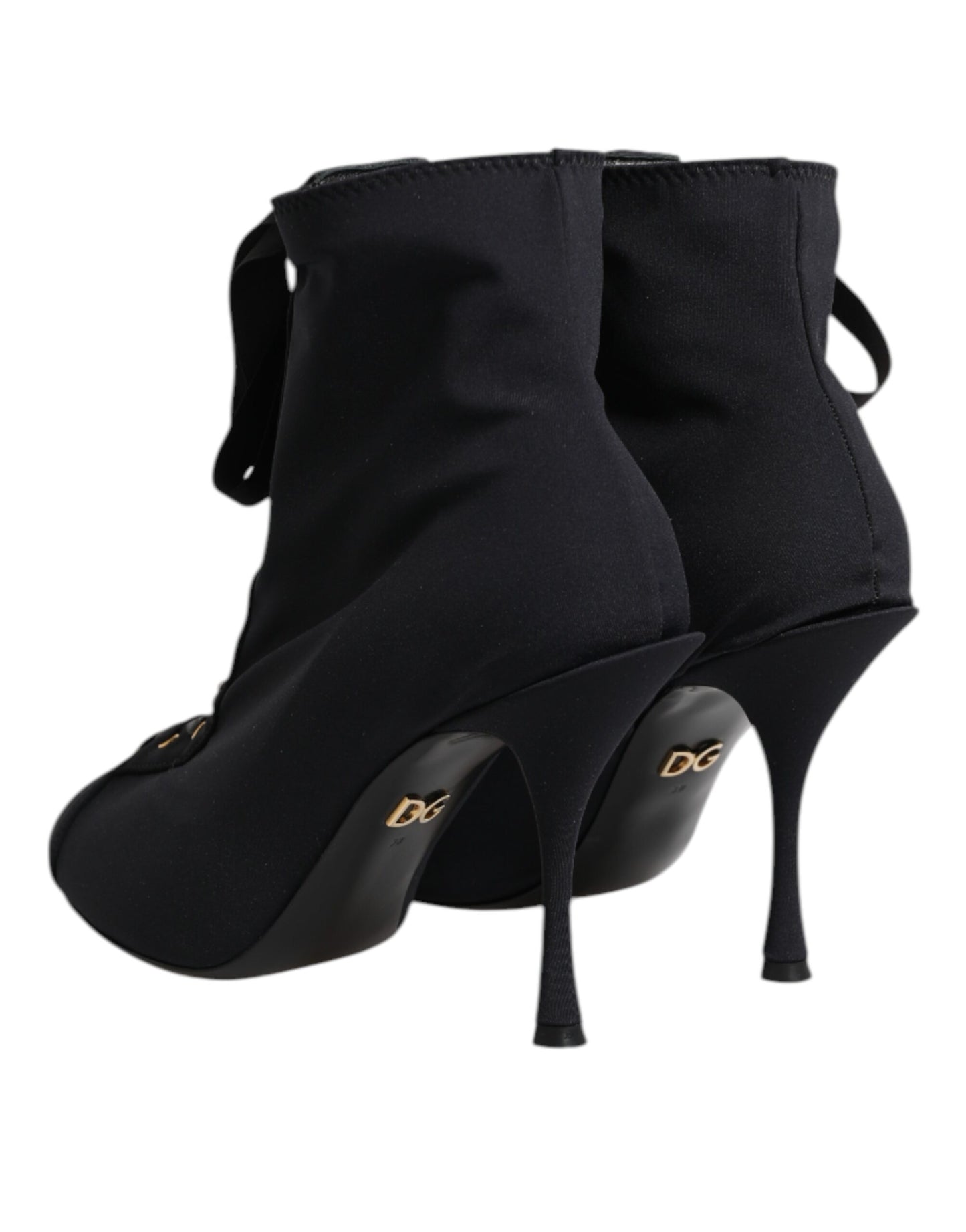 Dolce &amp; Gabbana Schwarze Stiletto-Absätze Schnürstiefel Schuhe