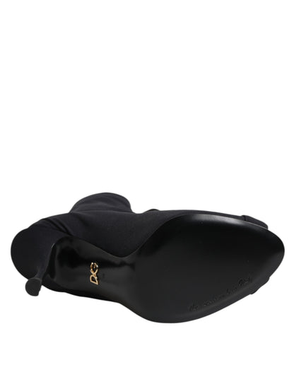 Dolce &amp; Gabbana Schwarze Stiletto-Absätze Schnürstiefel Schuhe