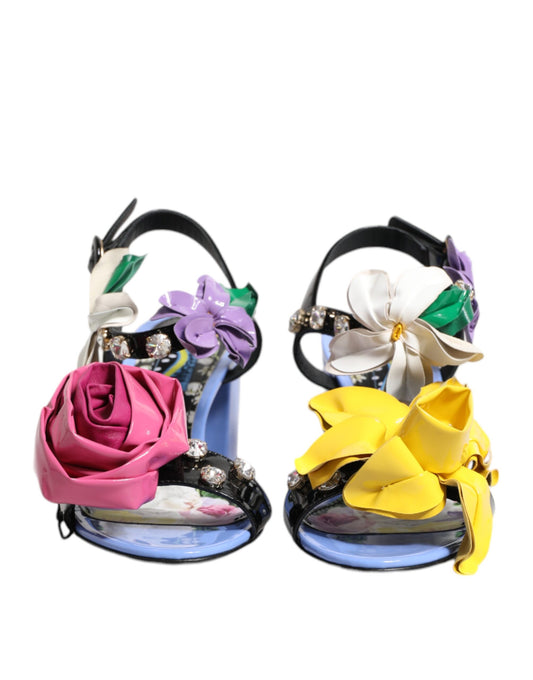 Dolce &amp; Gabbana Mehrfarbige Blumenkristall-Keira-Sandalen