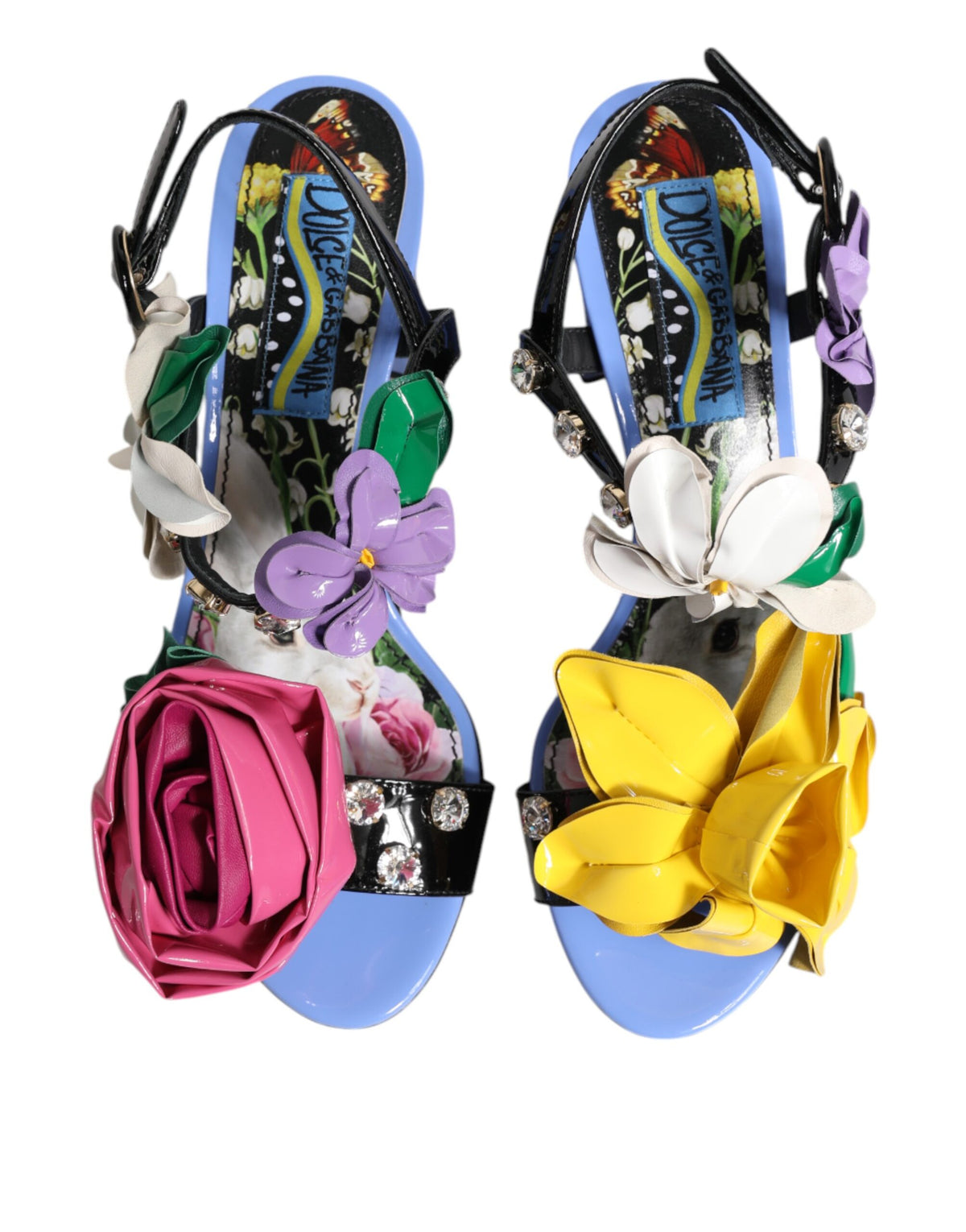 Dolce &amp; Gabbana Mehrfarbige Blumenkristall-Keira-Sandalen