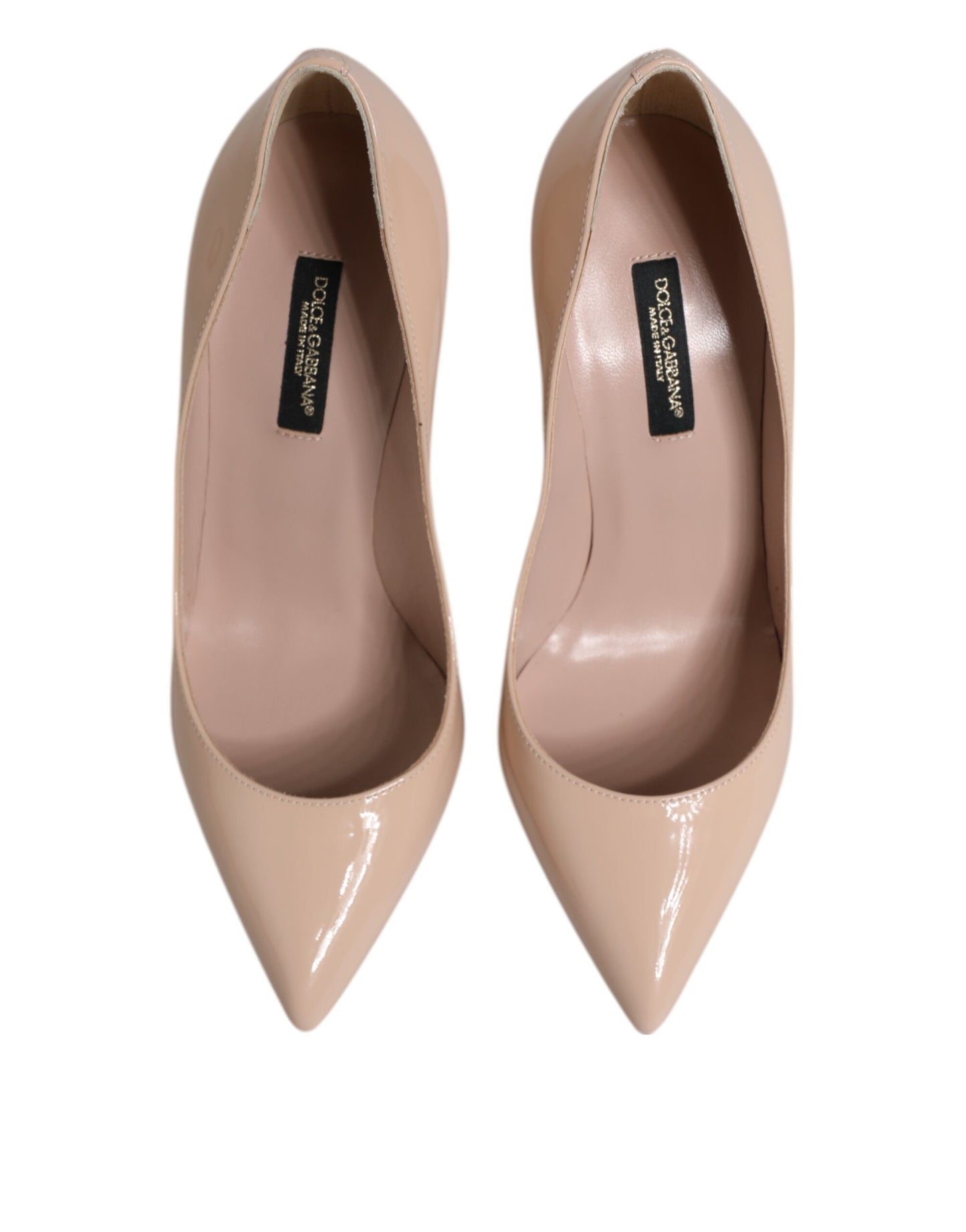 Dolce &amp; Gabbana Beige Lackleder Stiletto-Absatz Pumps Schuhe