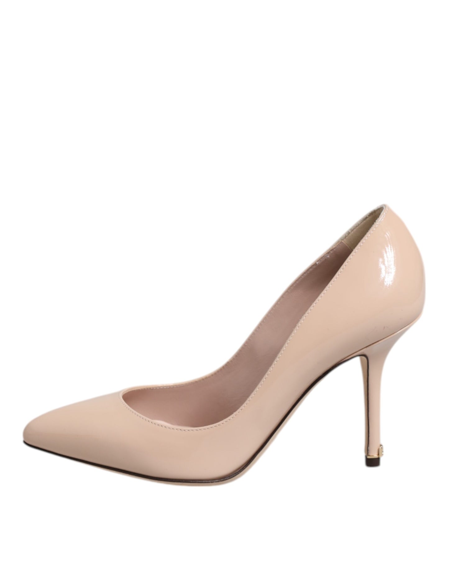 Dolce &amp; Gabbana Beige Lackleder Stiletto-Absatz Pumps Schuhe