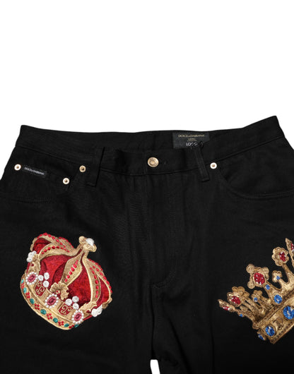 Dolce &amp; Gabbana Schwarze Barock Royal Herren Anzughose