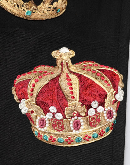 Dolce &amp; Gabbana Schwarze Barock Royal Herren Anzughose