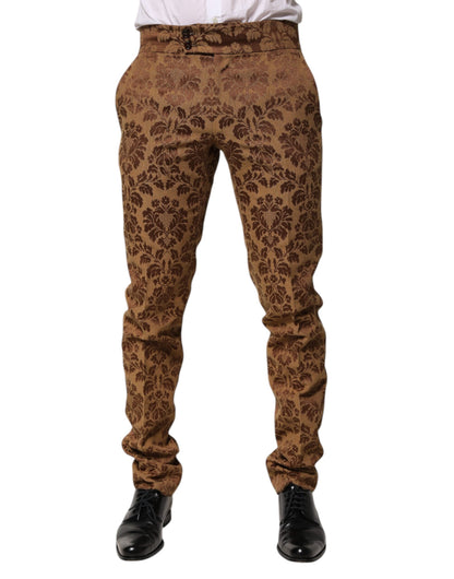 Dolce &amp; Gabbana Braune Jacquard-Hose mit Blumenmuster für Herren