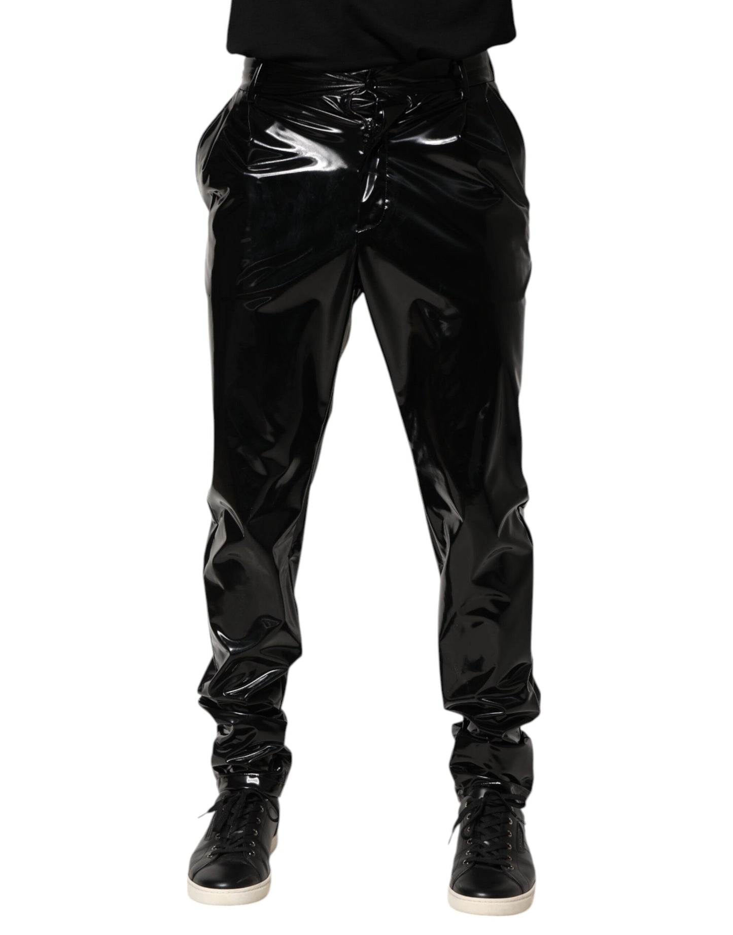 Dolce &amp; Gabbana Schwarze Polyesterhose mit mittlerer Taille für Herren