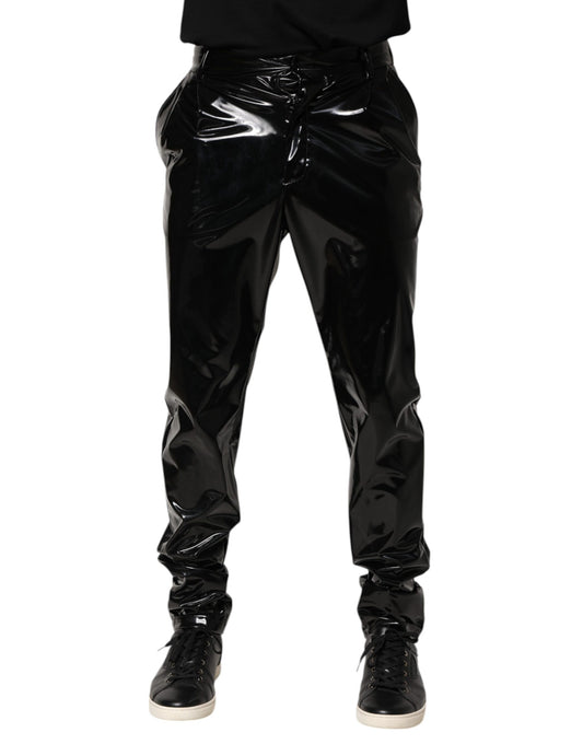 Dolce &amp; Gabbana Schwarze Polyesterhose mit mittlerer Taille für Herren