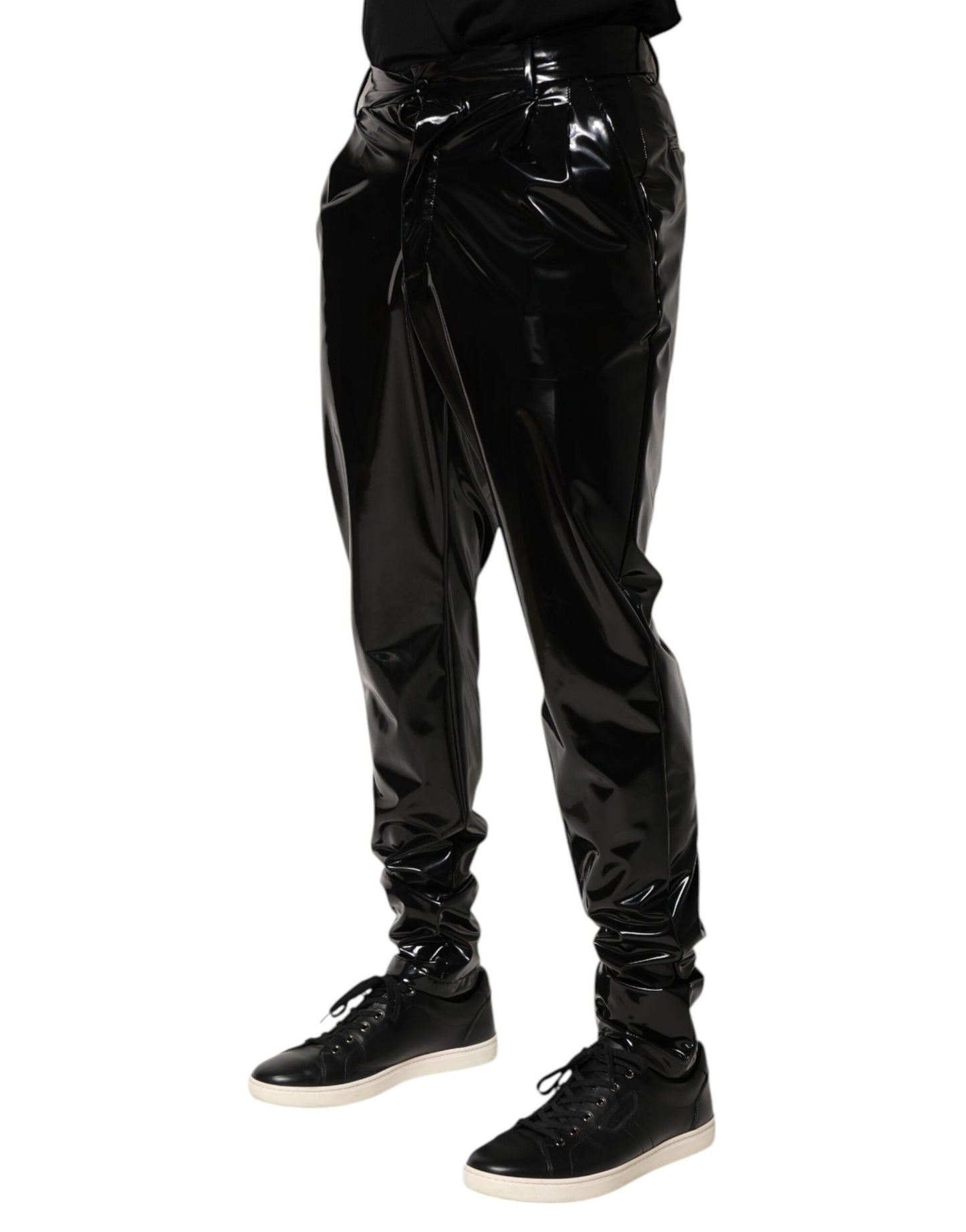 Dolce &amp; Gabbana Schwarze Polyesterhose mit mittlerer Taille für Herren